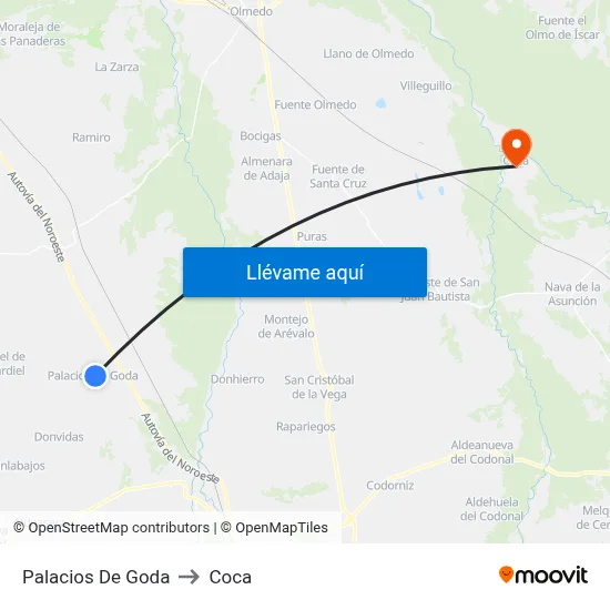 Palacios De Goda to Coca map