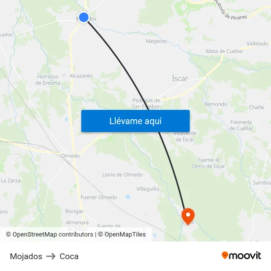 Mojados to Coca map