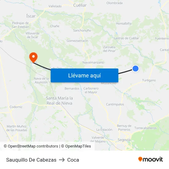 Sauquillo De Cabezas to Coca map