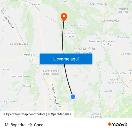 Muñopedro to Coca map
