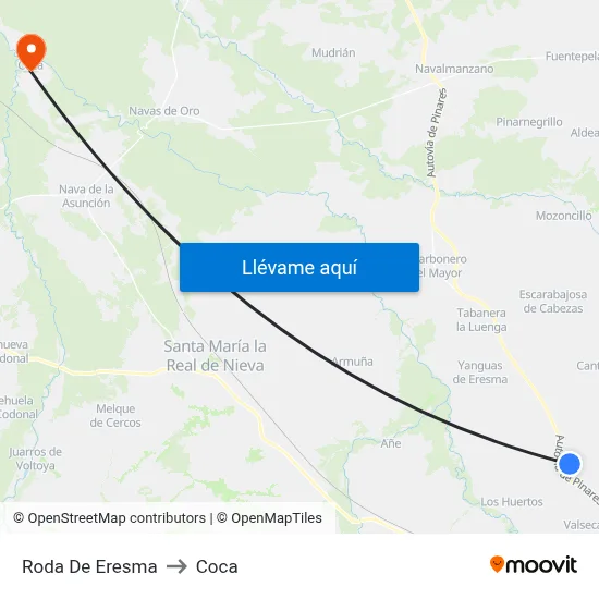 Roda De Eresma to Coca map