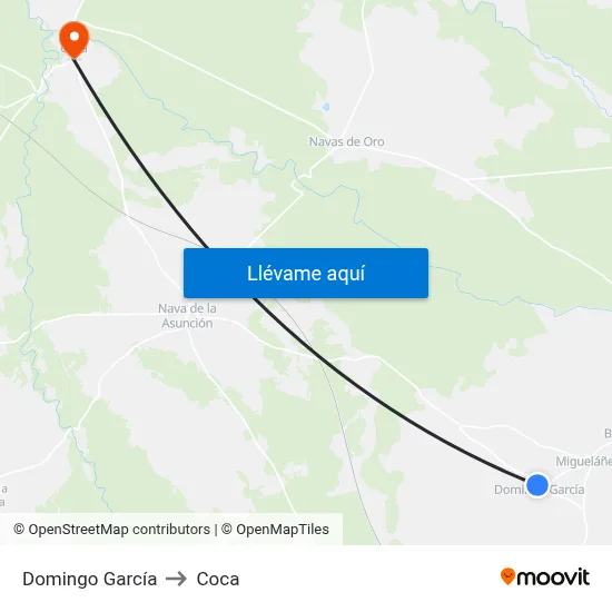 Domingo García to Coca map