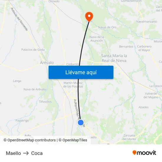 Maello to Coca map