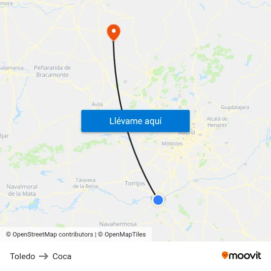 Toledo to Coca map