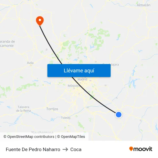 Fuente De Pedro Naharro to Coca map