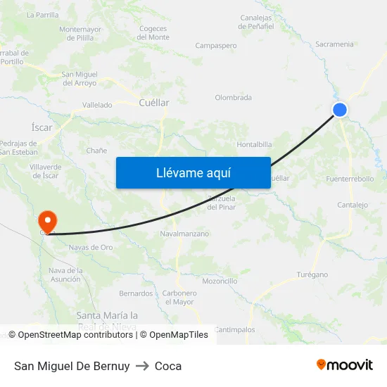 San Miguel De Bernuy to Coca map