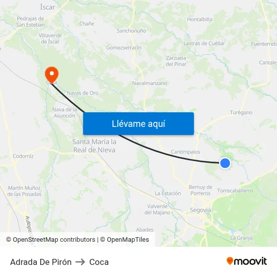 Adrada De Pirón to Coca map