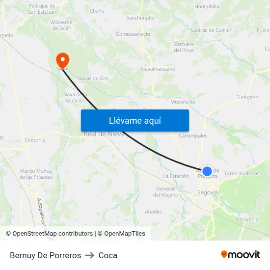 Bernuy De Porreros to Coca map