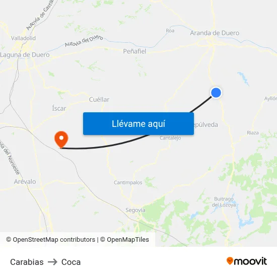 Carabias to Coca map