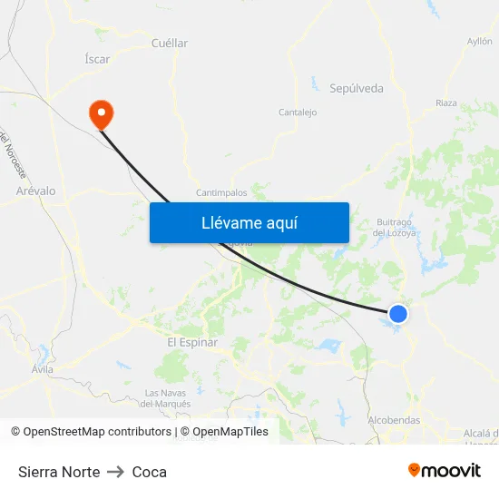 Sierra Norte to Coca map