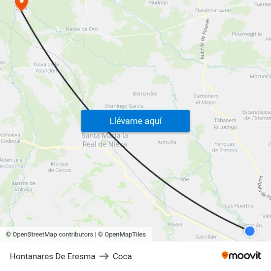 Hontanares De Eresma to Coca map