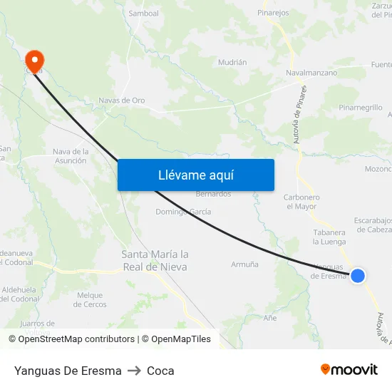 Yanguas De Eresma to Coca map