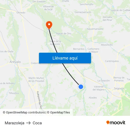 Marazoleja to Coca map
