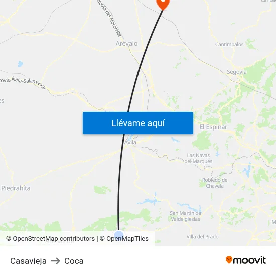 Casavieja to Coca map