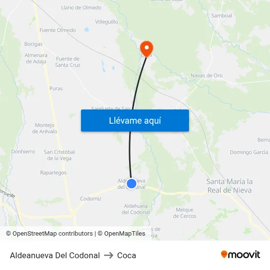 Aldeanueva Del Codonal to Coca map