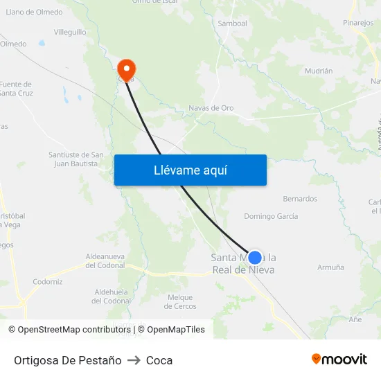 Ortigosa De Pestaño to Coca map