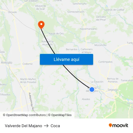 Valverde Del Majano to Coca map
