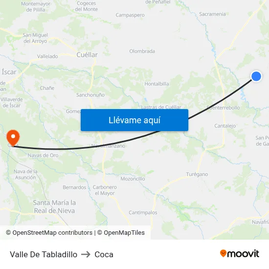 Valle De Tabladillo to Coca map