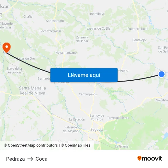 Pedraza to Coca map