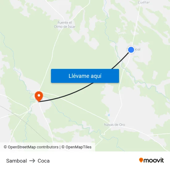 Samboal to Coca map