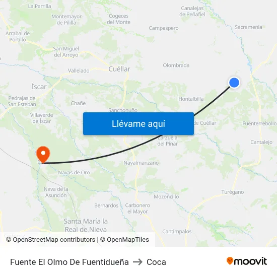 Fuente El Olmo De Fuentidueña to Coca map
