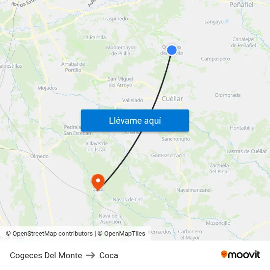 Cogeces Del Monte to Coca map
