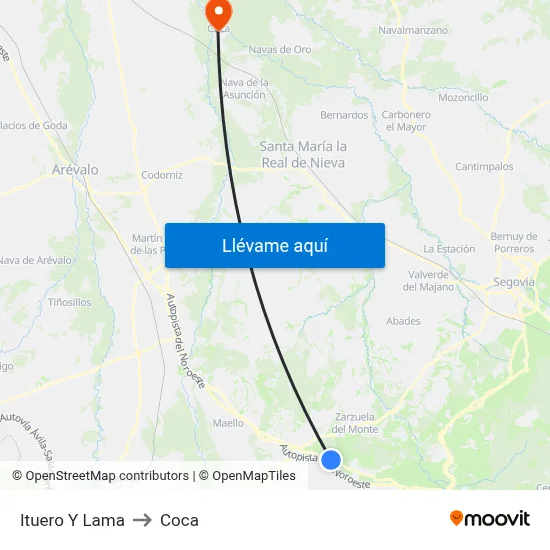 Ituero Y Lama to Coca map