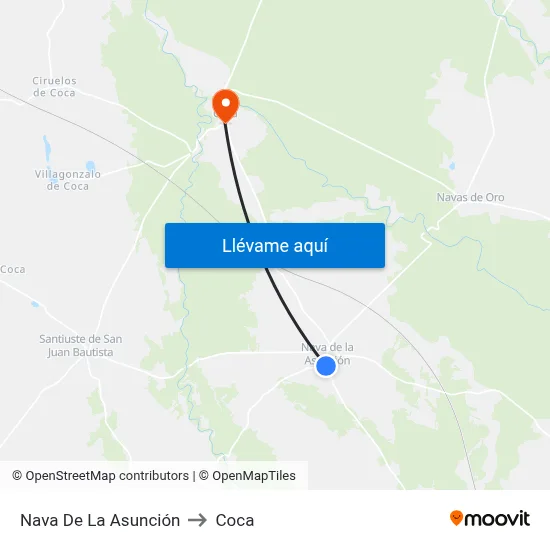 Nava De La Asunción to Coca map