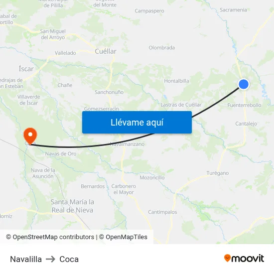 Navalilla to Coca map