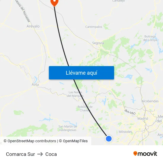 Comarca Sur to Coca map