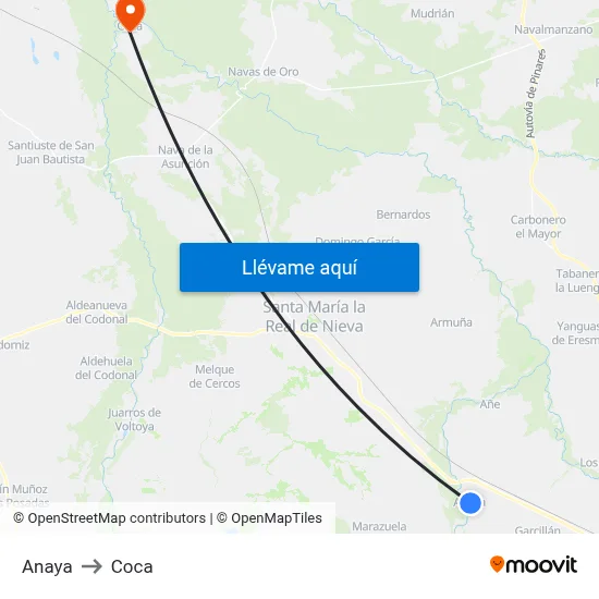 Anaya to Coca map