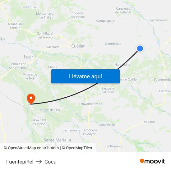 Fuentepiñel to Coca map