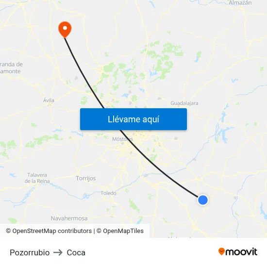 Pozorrubio to Coca map