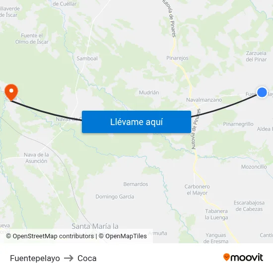 Fuentepelayo to Coca map