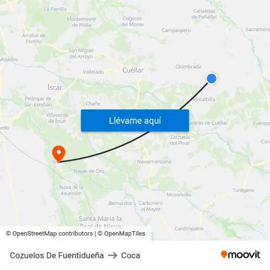 Cozuelos De Fuentidueña to Coca map