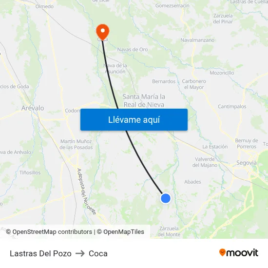 Lastras Del Pozo to Coca map