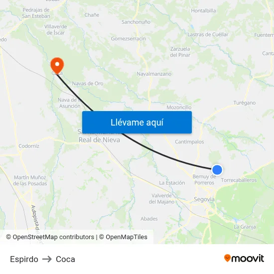 Espirdo to Coca map