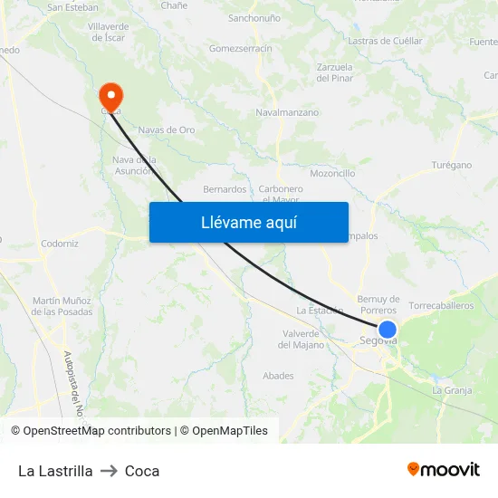 La Lastrilla to Coca map