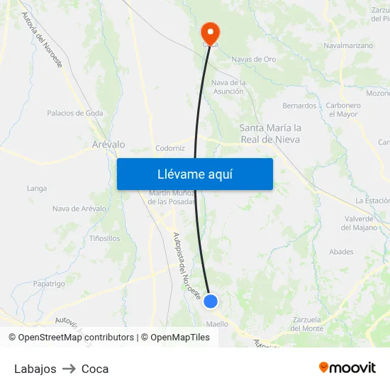 Labajos to Coca map
