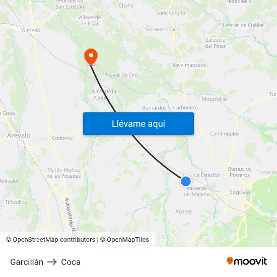 Garcillán to Coca map