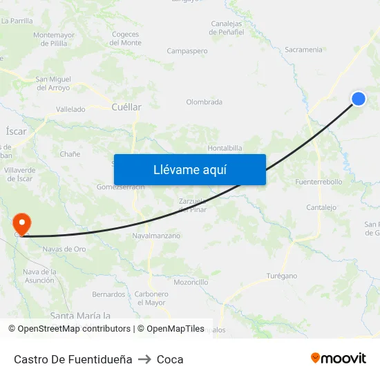 Castro De Fuentidueña to Coca map