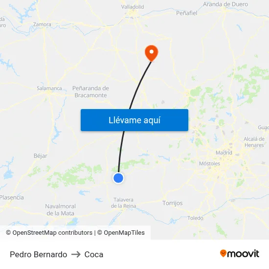 Pedro Bernardo to Coca map
