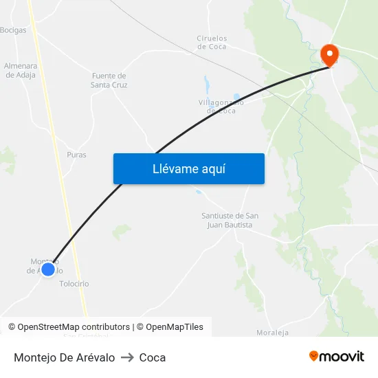 Montejo De Arévalo to Coca map