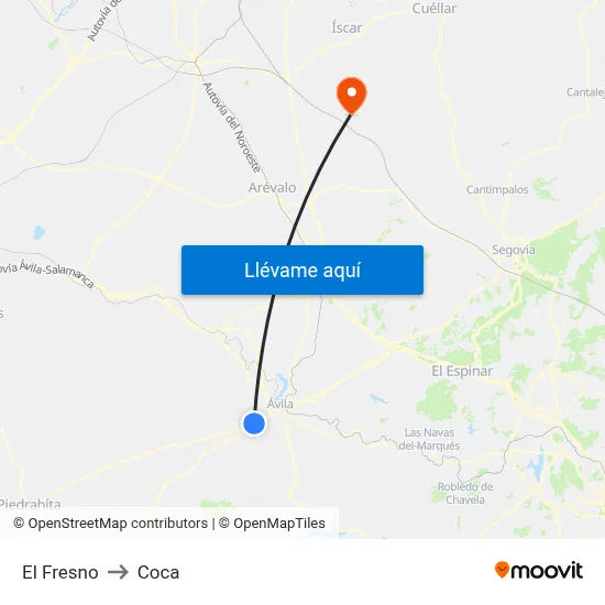 El Fresno to Coca map