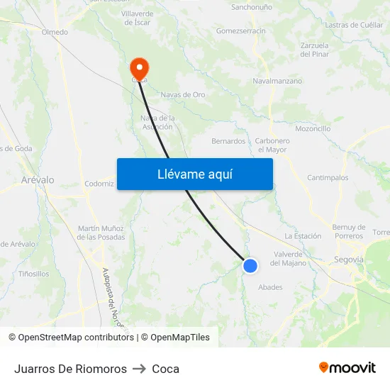 Juarros De Riomoros to Coca map