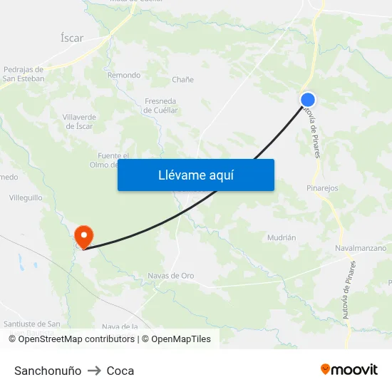 Sanchonuño to Coca map