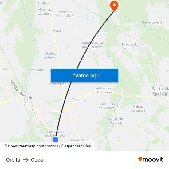 Orbita to Coca map