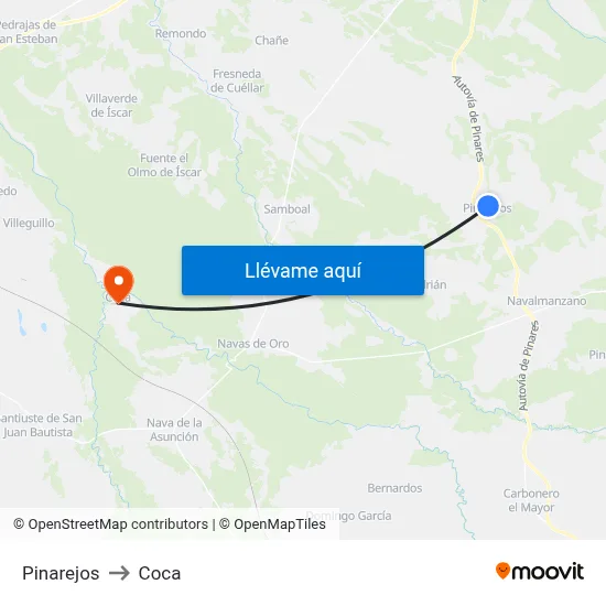 Pinarejos to Coca map