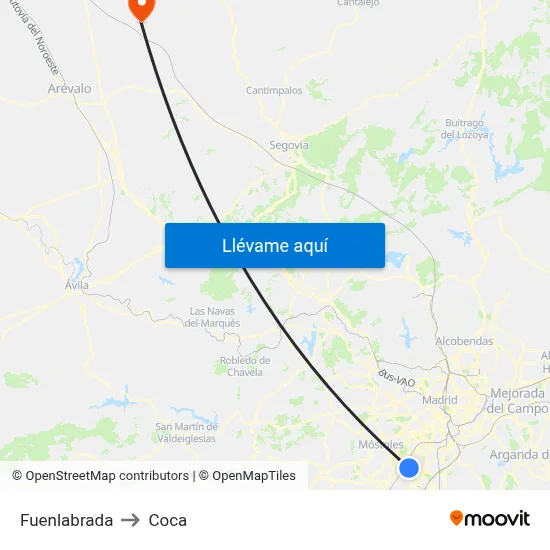 Fuenlabrada to Coca map