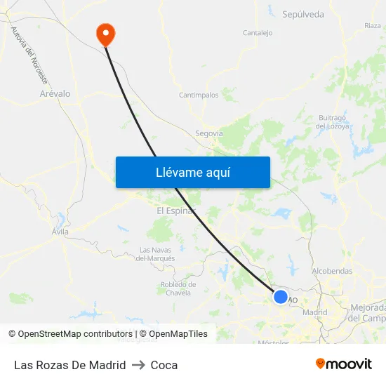 Las Rozas De Madrid to Coca map